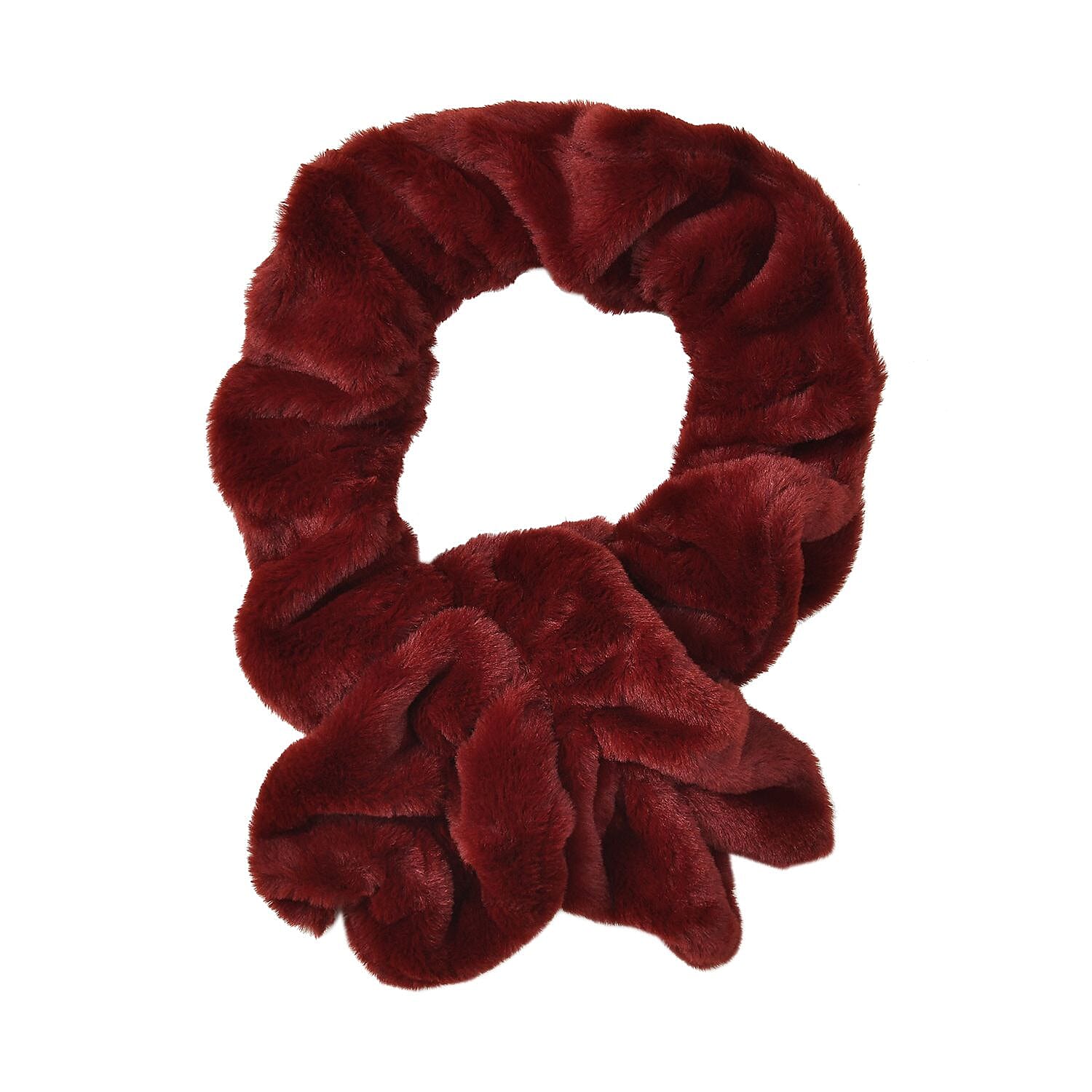 Closeout Deal - New Arrival Faux Fur Scarf (Size- One Size, 92x15cm) - Dark Red