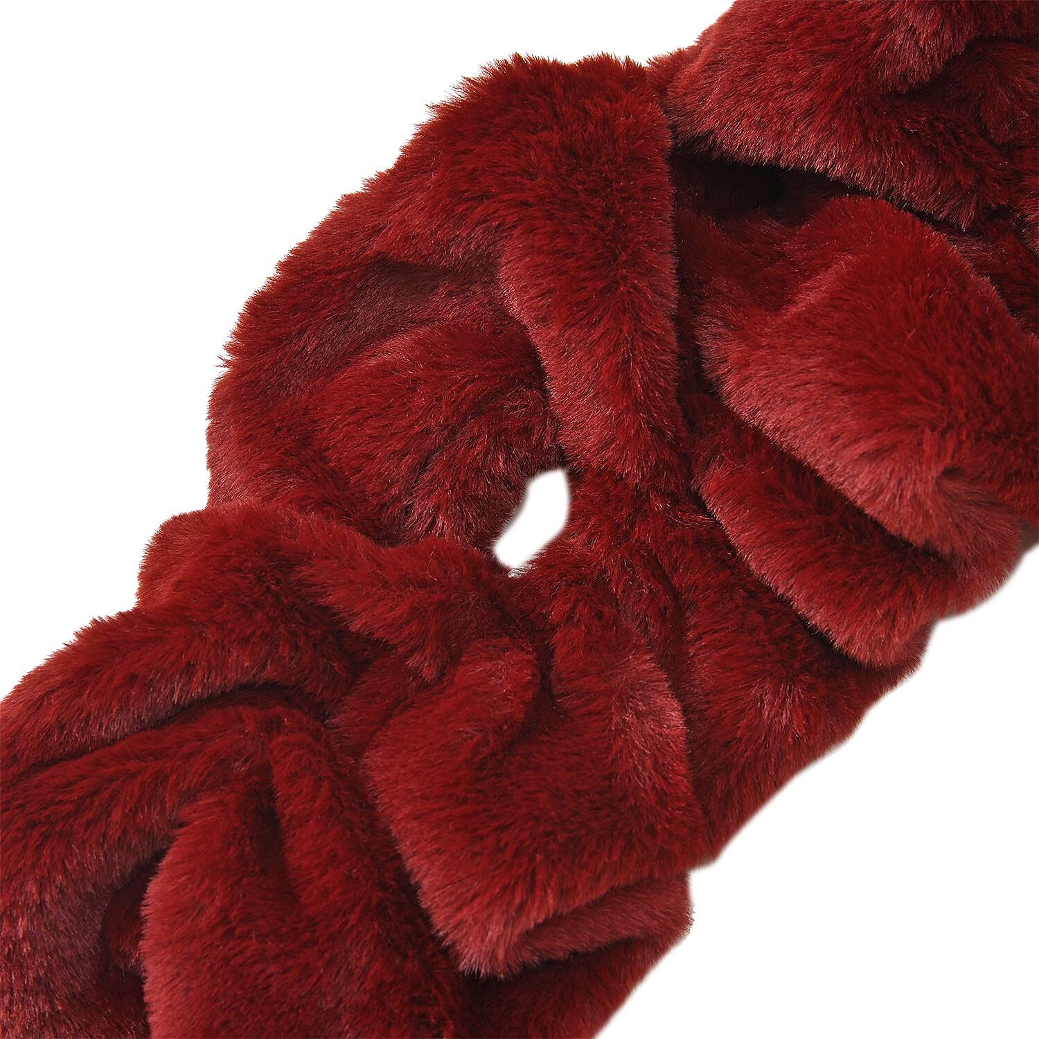 Closeout Deal - New Arrival Faux Fur Scarf (Size- One Size, 92x15cm) - Dark Red