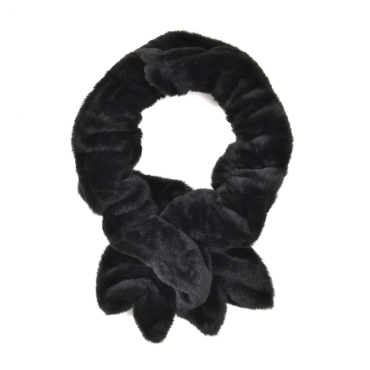 Closeout Deal - New Arrival Faux Fur Scarf (Size- One Size, 92x15cm) - Black