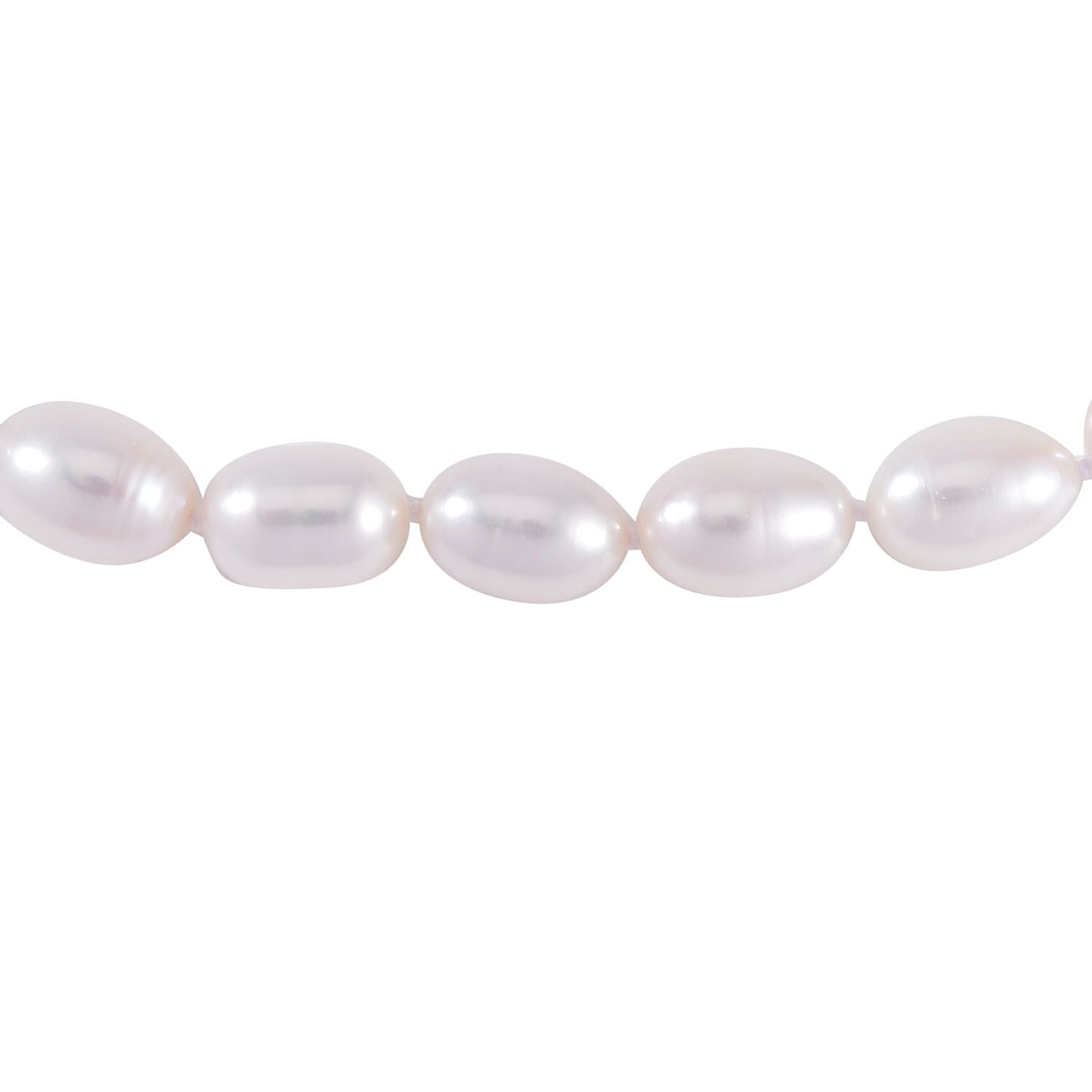 White Fresh Water Pearl Necklace (Size - 20) in Rhodium Overlay Sterling Silver with Magnetic Lock