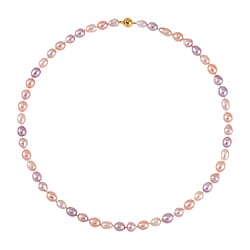 White Fresh Water Pearl Necklace (Size - 20) in Rhodium Overlay Sterling Silver with Magnetic Lock