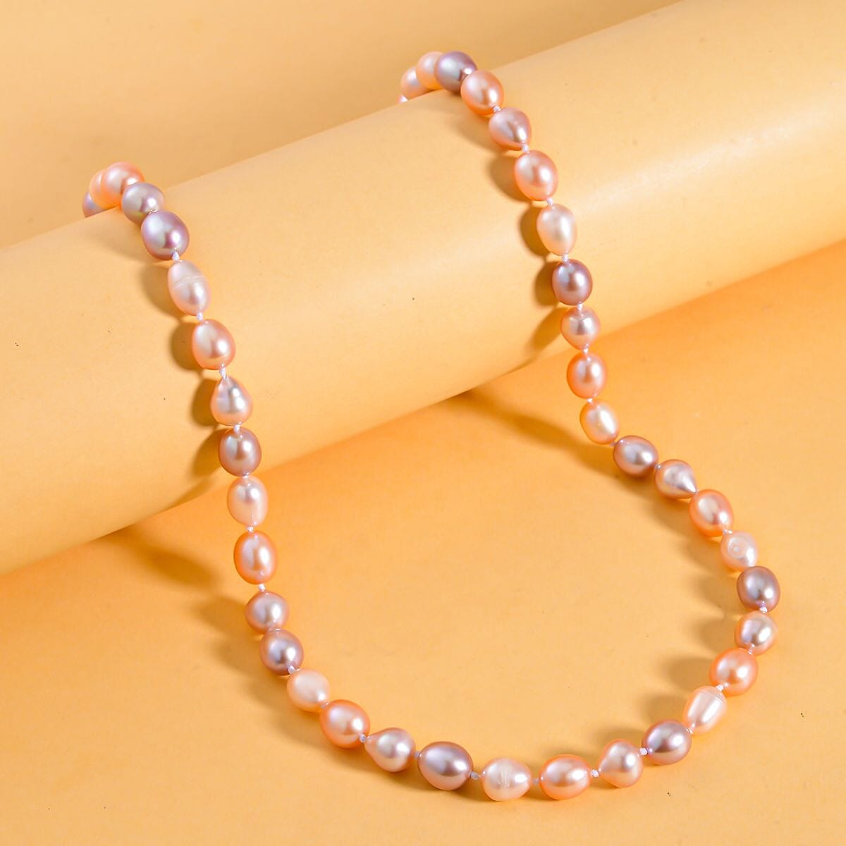 Multi Colour Fresh Water Pearl Necklace (Size - 20) in Yellow Gold Overlay Sterling Silver with Magnetic Lock