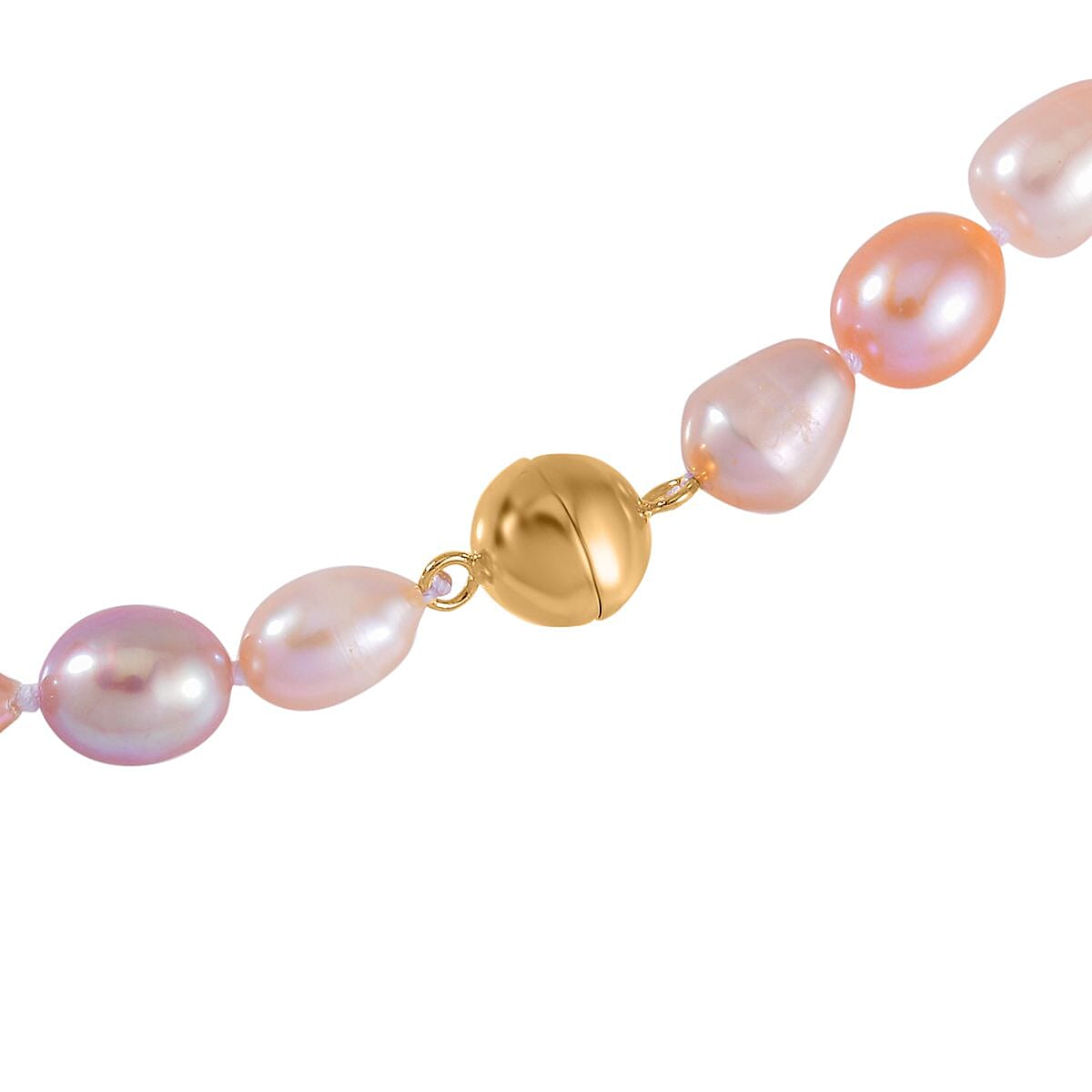 Multi Colour Fresh Water Pearl Necklace (Size - 20) in Yellow Gold Overlay Sterling Silver with Magnetic Lock