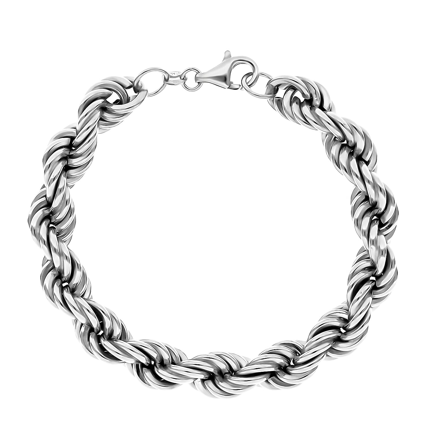 La Bella Italian Fine Jewellery - Sterling Silver Rope Bracelet (Size 7.5) with Lobster Clasp, Silver Wt. 17.60 Gms.