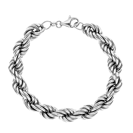 La Bella Italian Fine Jewellery - Sterling Silver Rope Bracelet (Size 7.5) with Lobster Clasp, Silver Wt. 17.60 Gms.