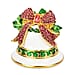 Christmas Bell Hand Painted Trinket Storage Box Enamelled With Sparkling Crystals - Green & Red