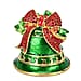 Christmas Bell Hand Painted Trinket Storage Box Enamelled With Sparkling Crystals - Green & Red