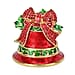 Christmas Bell Hand Painted Trinket Storage Box Enamelled With Sparkling Crystals - Green & Red