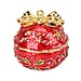 Christmas Ball Trinket Storage Box with Hand Painted Colorful Enamel & Jeweled with Sparkling Crystals - Yellow