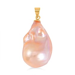 Multi Colour Baroque Pearl Pendant in Yellow Gold Overlay Sterling Silver.