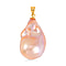 Multi Colour Baroque Pearl Pendant in Yellow Gold Overlay Sterling Silver.