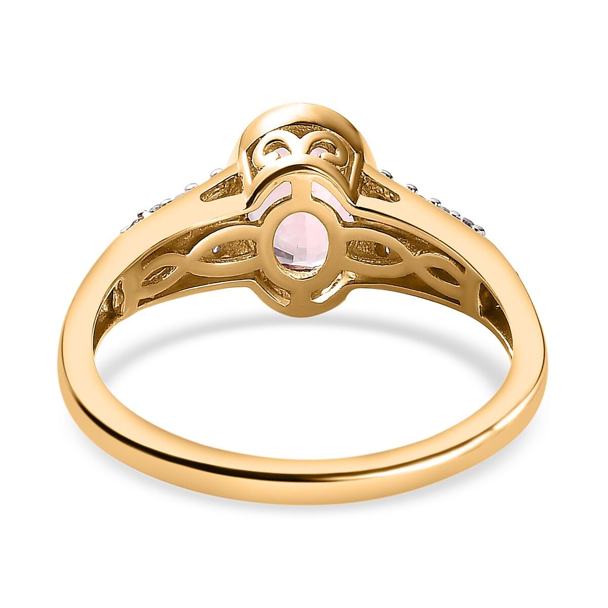 9K Yellow Gold Blush Tourmaline & Diamond Ring 0.92 Ct