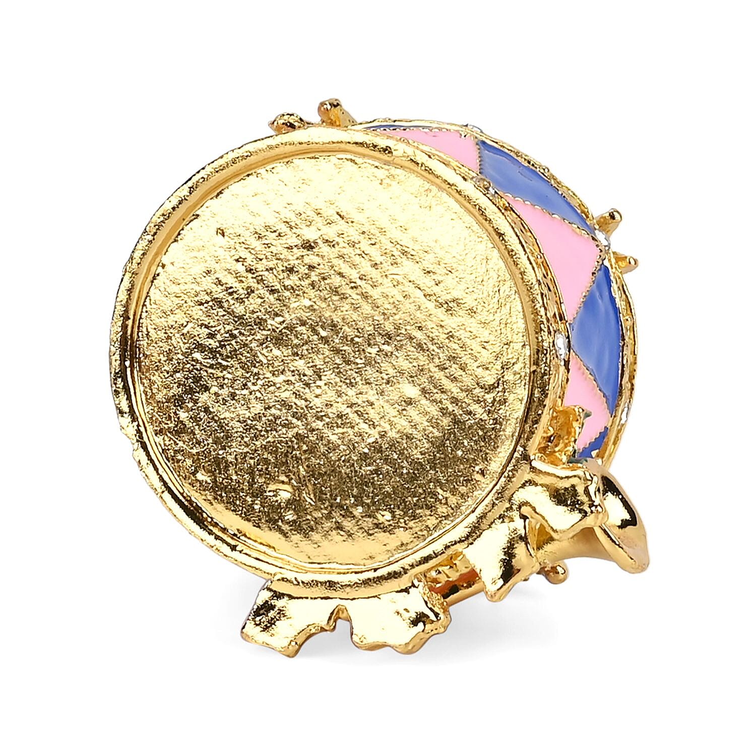 Christmas Drum Hand Painted Trinket Storage Box Enamelled With Sparkling Crystals - Blue - Multi