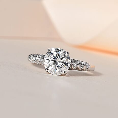 9K White Gold Moissanite Ring 1.59 Ct.