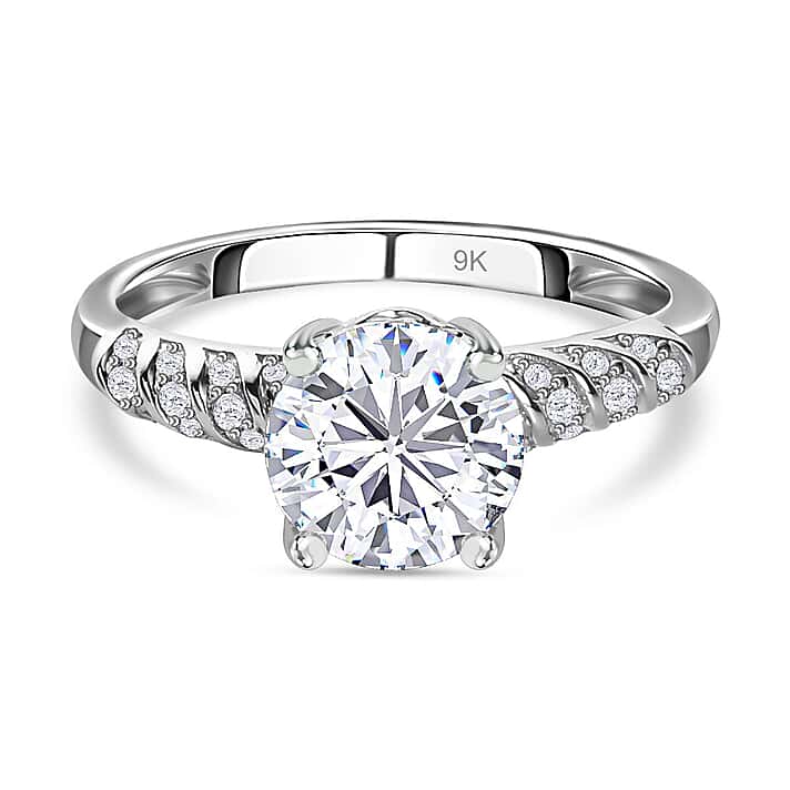 9K White Gold Moissanite Ring 1.59 Ct.