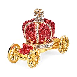 Pumpkin Cart Trinket Box (Size 8x4x7 cm) - Red and Gold