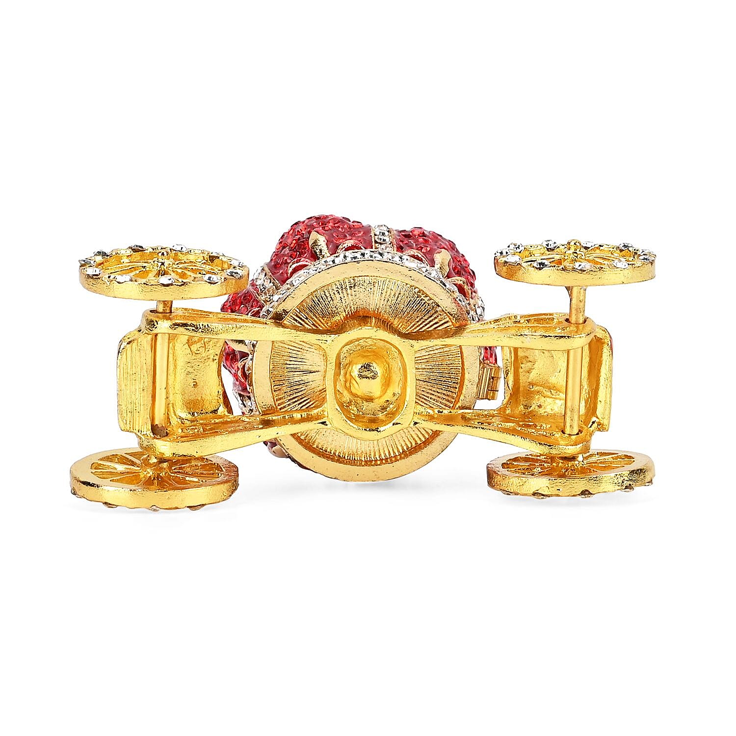 Pumpkin Cart Hand Painted Trinket Storage Box Enamelled With Sparkling Crystals - Blue & Gold