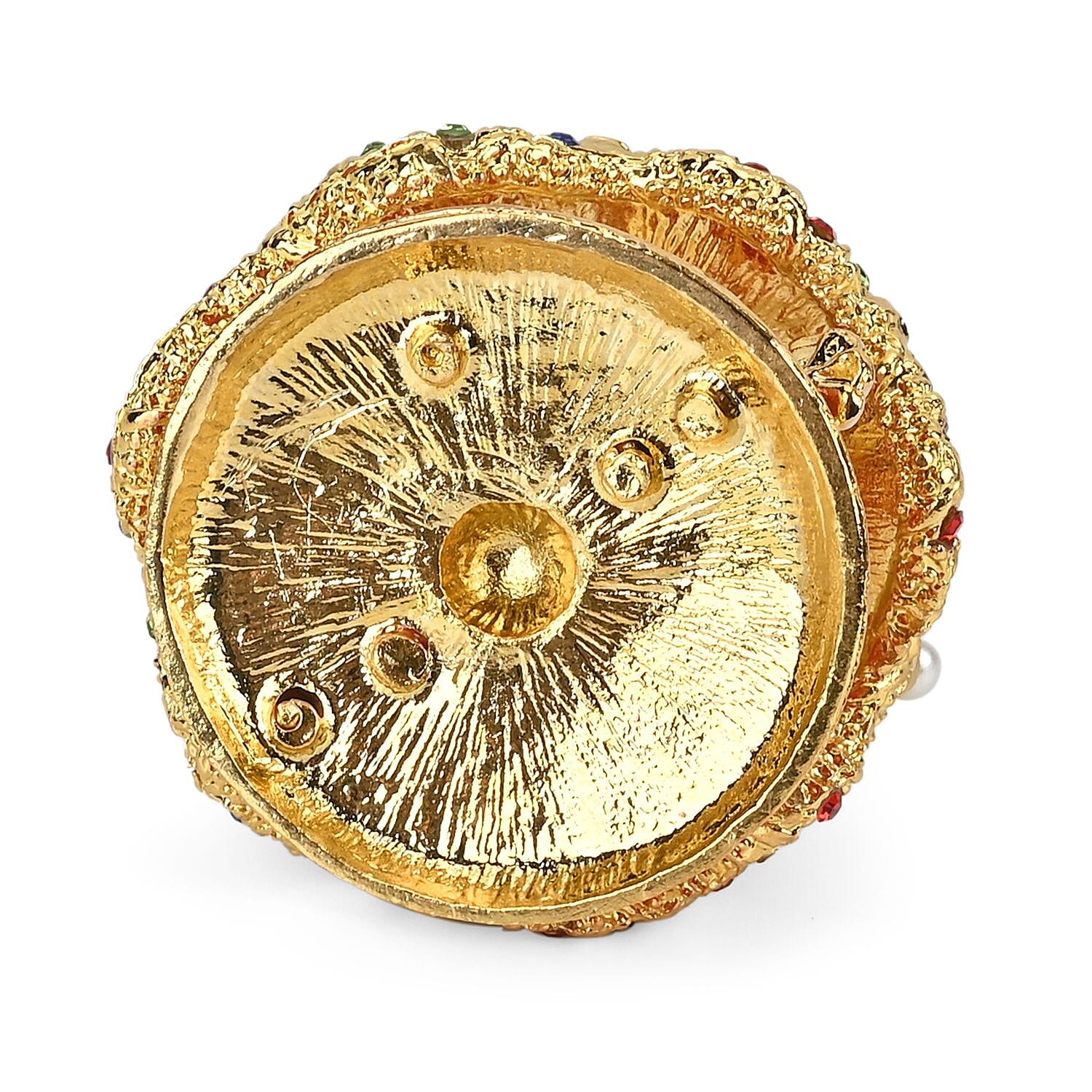 Christmas Tree Hand Painted Trinket Storage Box Enamelled With Sparkling Crystals - Green - Orange