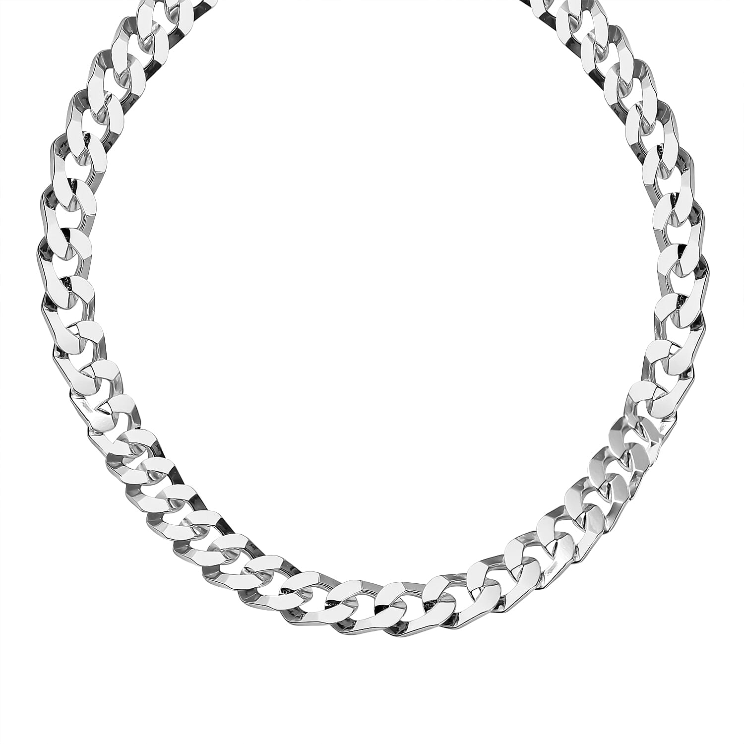 Italian Closeout - Sterling Silver Flat Squared Curb Necklace (Size - 22), Silver Wt. 19.00 Gms