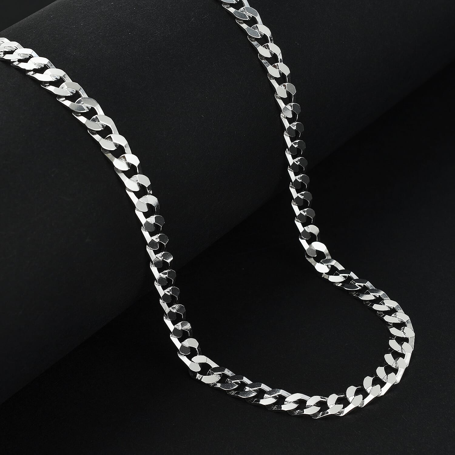 Italian Closeout - Sterling Silver Flat Squared Curb Necklace (Size - 22), Silver Wt. 19.00 Gms