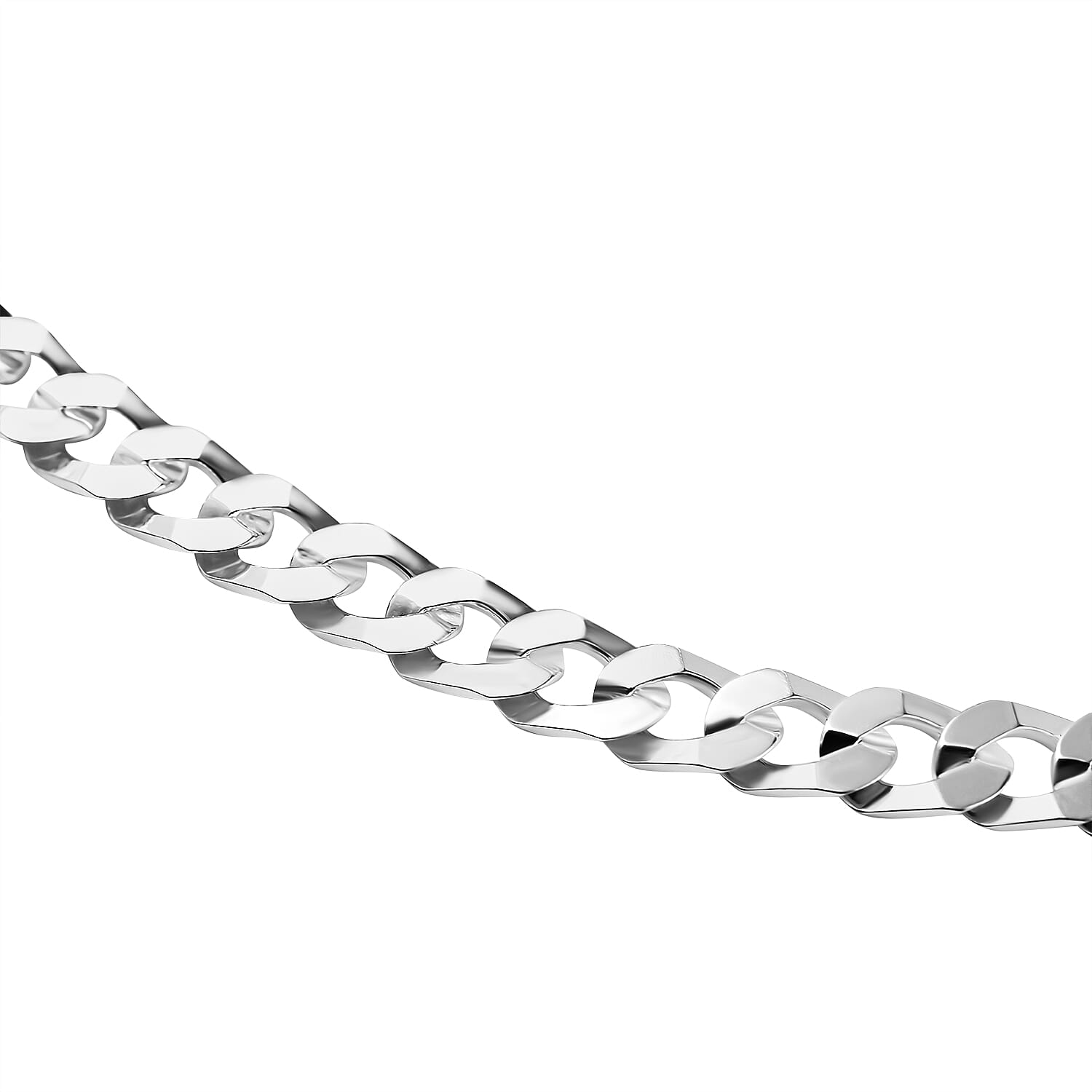 Italian Closeout - Sterling Silver Flat Squared Curb Necklace (Size - 22), Silver Wt. 19.00 Gms