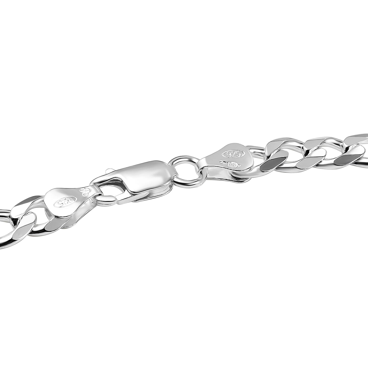Sterling Silver Diamond Cut Figaro Necklace (Size - 20), Silver Wt. 32.80 Gms