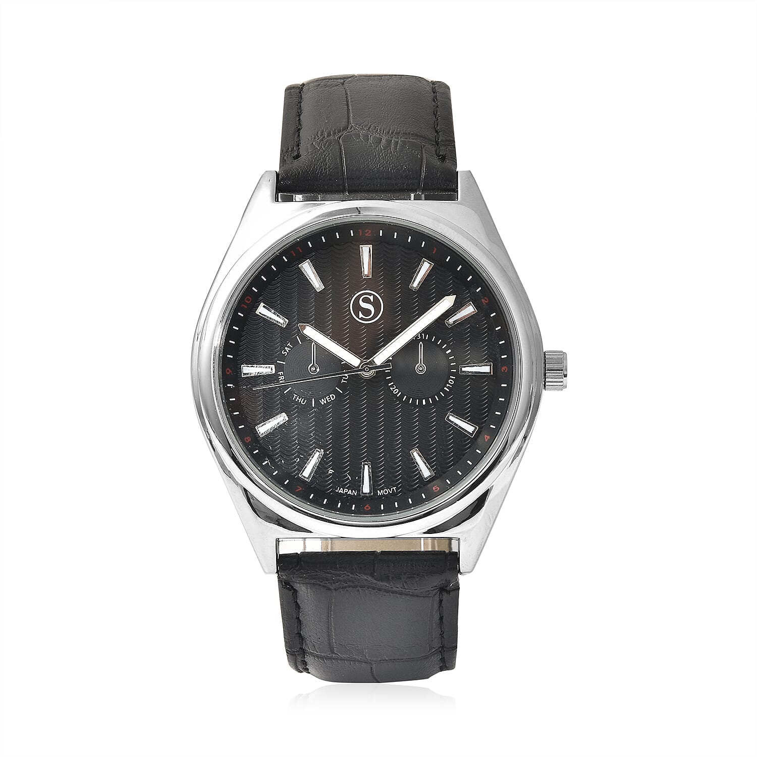 STRADA Japanese Movement Black Dial Water Resistant Watch with Black Colour Strap