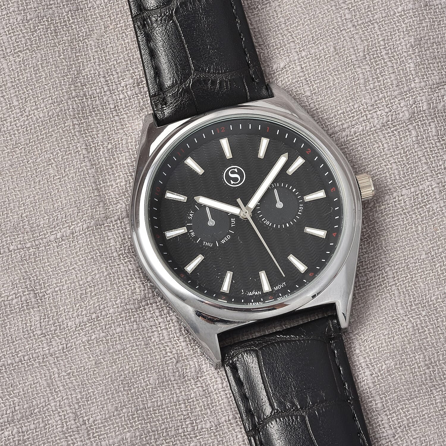 STRADA Japanese Movement Black Dial Water Resistant Watch with Black Colour Strap