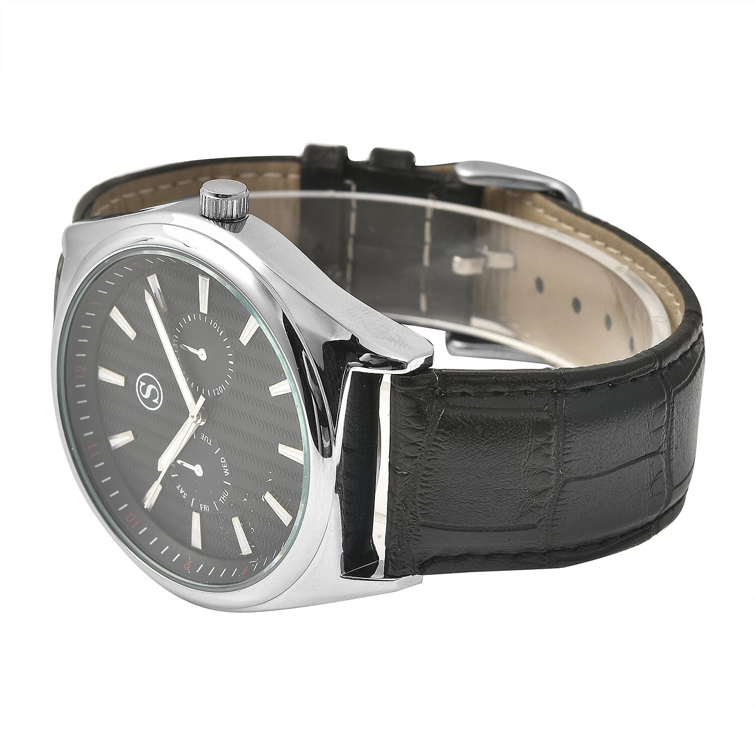 STRADA Japanese Movement Black Dial Water Resistant Watch with Black Colour Strap