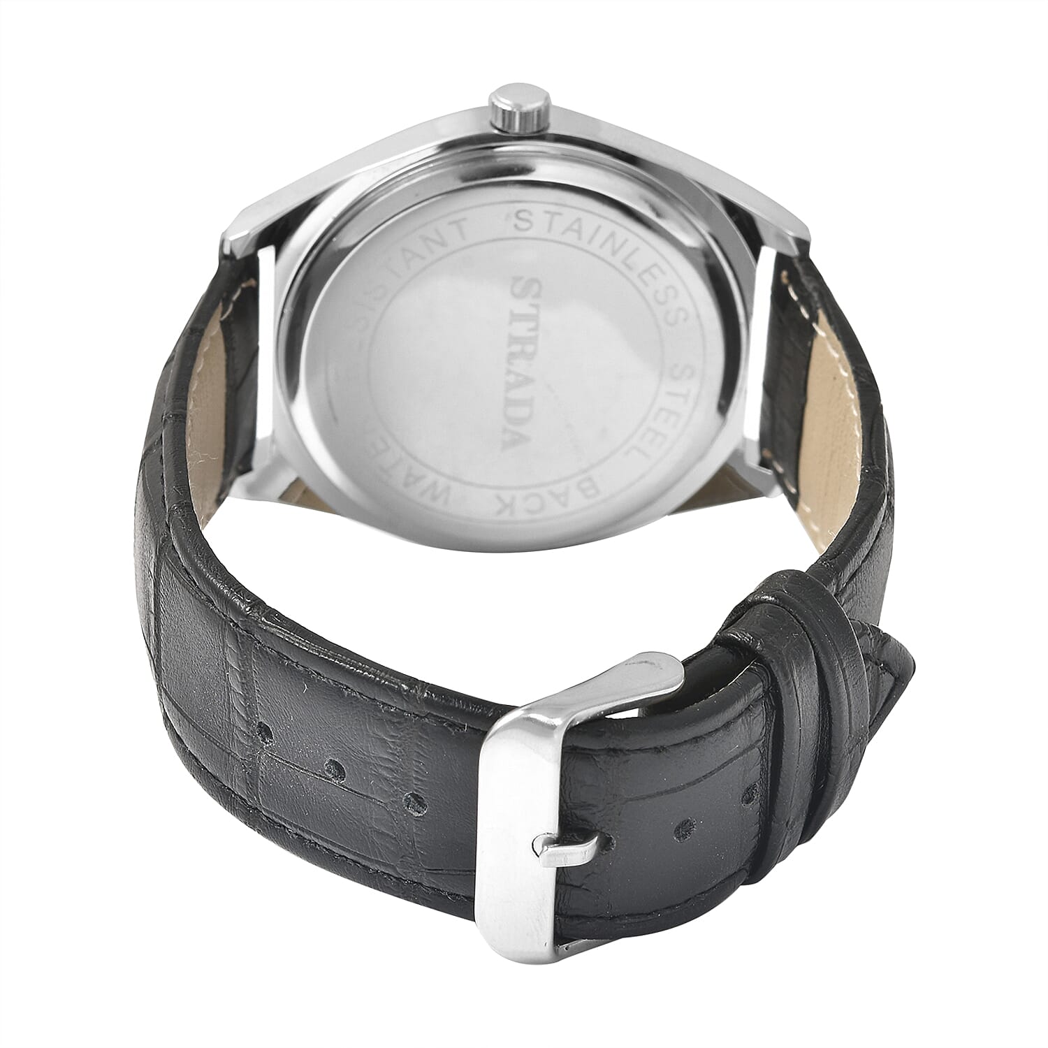 STRADA Japanese Movement Black Dial Water Resistant Watch with Black Colour Strap