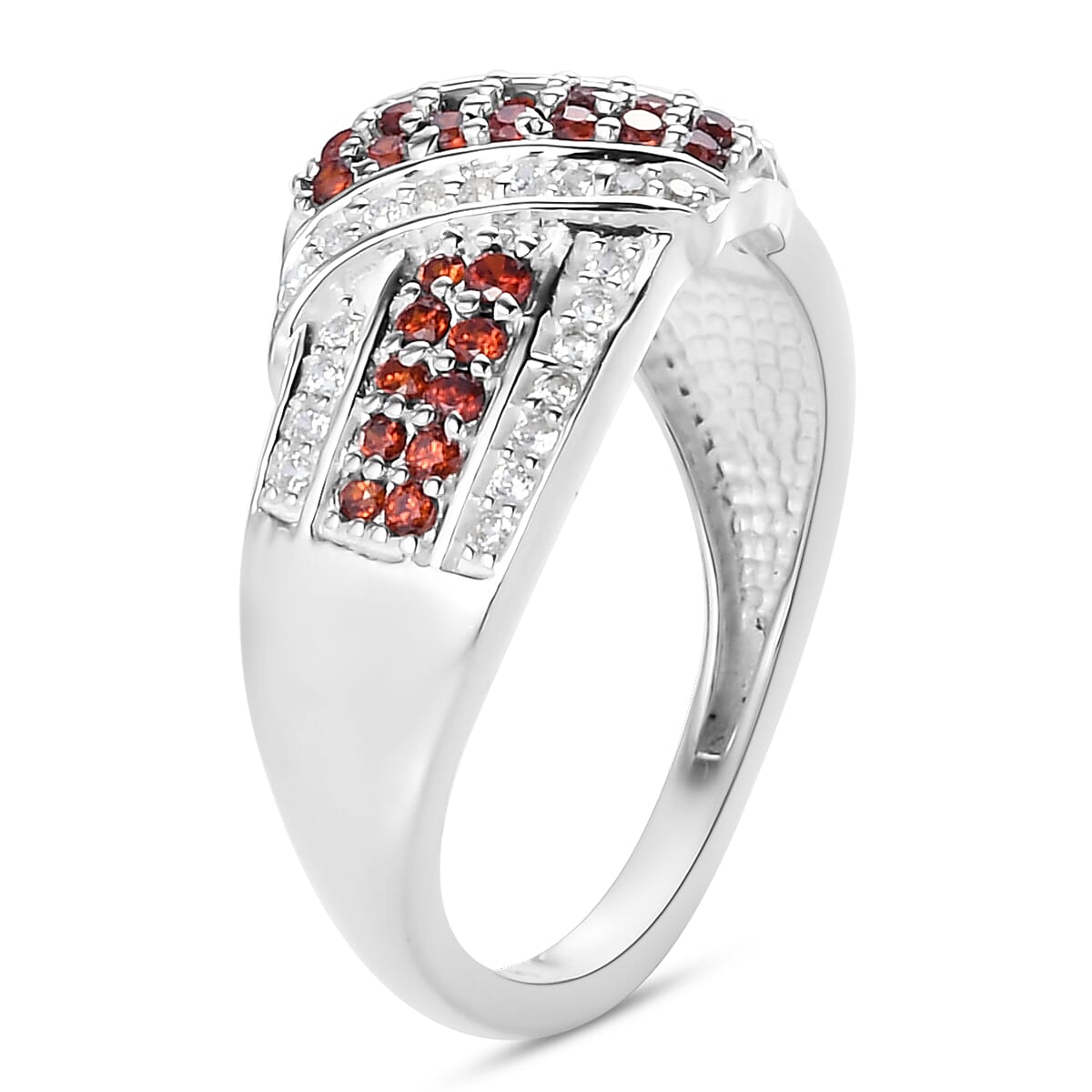 Simulated Garnet and Simulated Diamond Ring in Sterling Silver