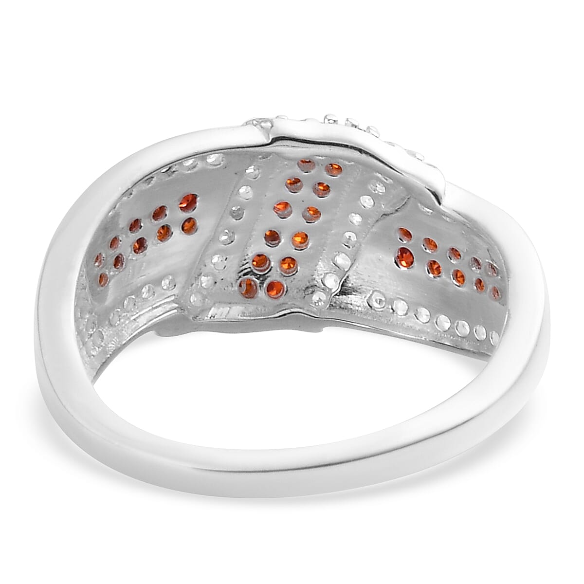 Simulated Garnet and Simulated Diamond Ring in Sterling Silver