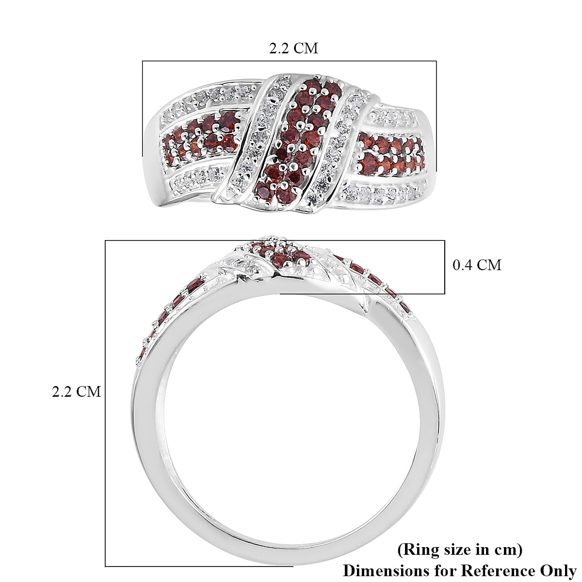 Simulated Garnet and Simulated Diamond Ring in Sterling Silver