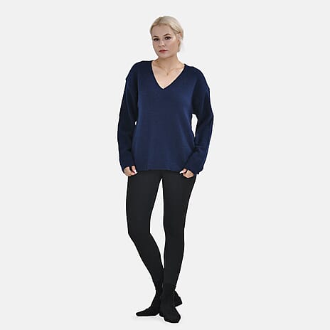 Closeout Stylish V-Neck Long Sleeve Jumpers (Size M) - Navy