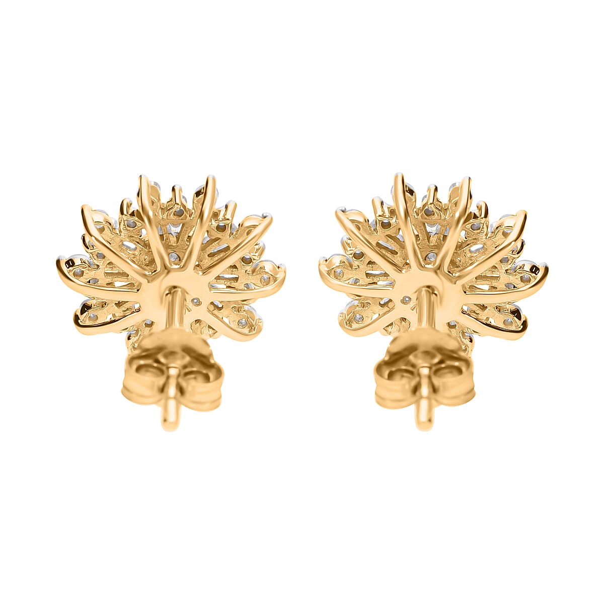 9K Yellow Gold SGL CERTIFIED Diamond (G-H) Stud Cluster Earrings 0.52 Ct