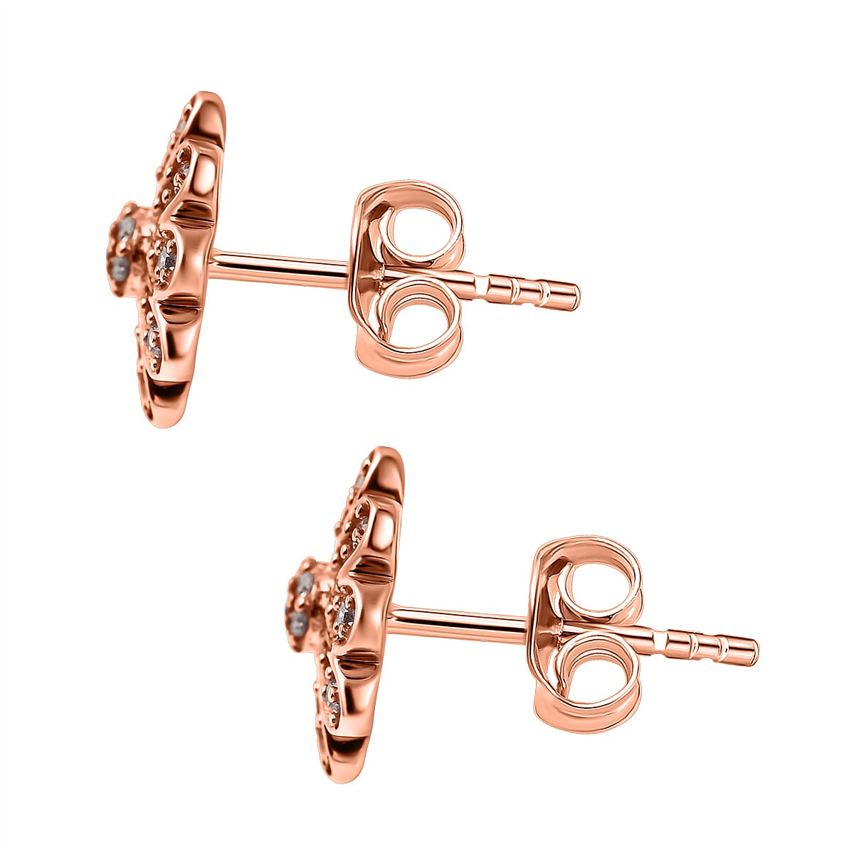 9K Rose Gold SGL Certified Pink Diamond Floral Stud Earrings 0.28 Ct.
