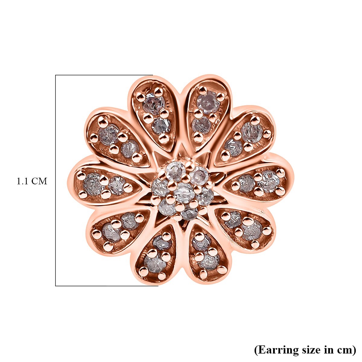 9K Rose Gold SGL Certified Pink Diamond Floral Stud Earrings 0.28 Ct.