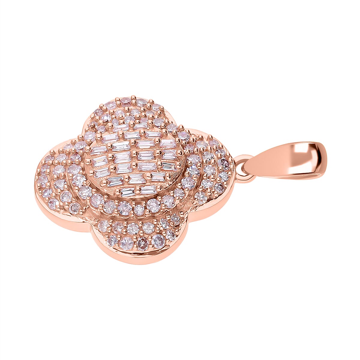 Diamond Day Mega Event Deal - 9K Rose Gold SGL Certified Pink Diamond & White Diamond (G-H) Clove Pendant 0.51 Ct