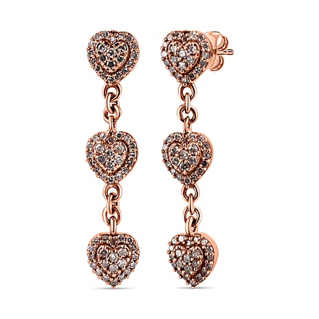 9K Rose Gold SGL Certified Pink Diamond Heart Dangle Earrings 0.28 Ct. 9K Rose Gold SGL Certified Pink Diamond Heart Dangle Earrings 0.28 Ct.
