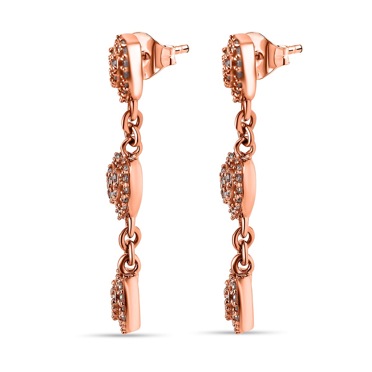9K Rose Gold SGL Certified Pink Diamond Heart Dangle Earrings 0.50 Ct.