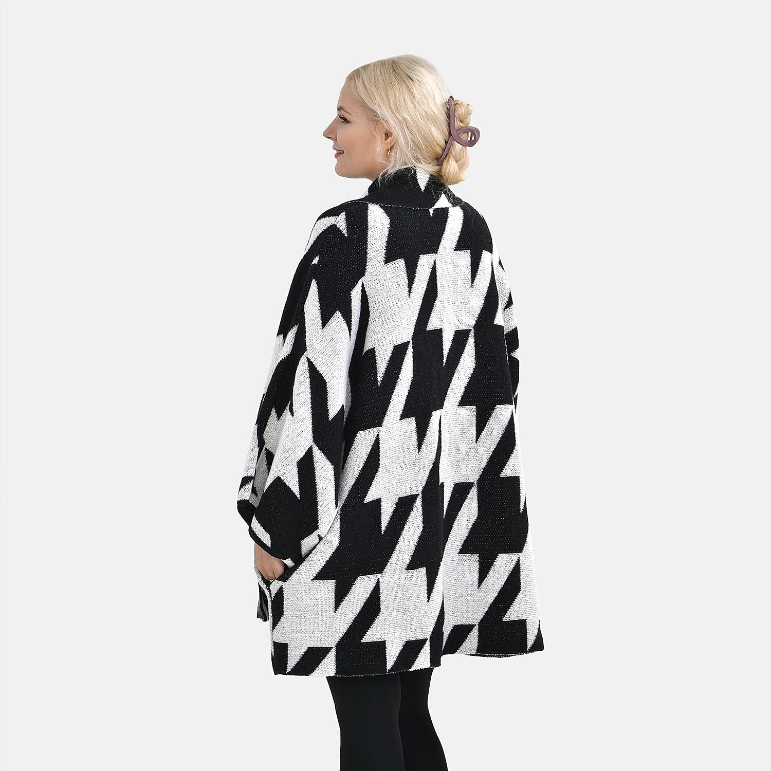 TAMSY Random Graph Grid Coatigan - Black and White