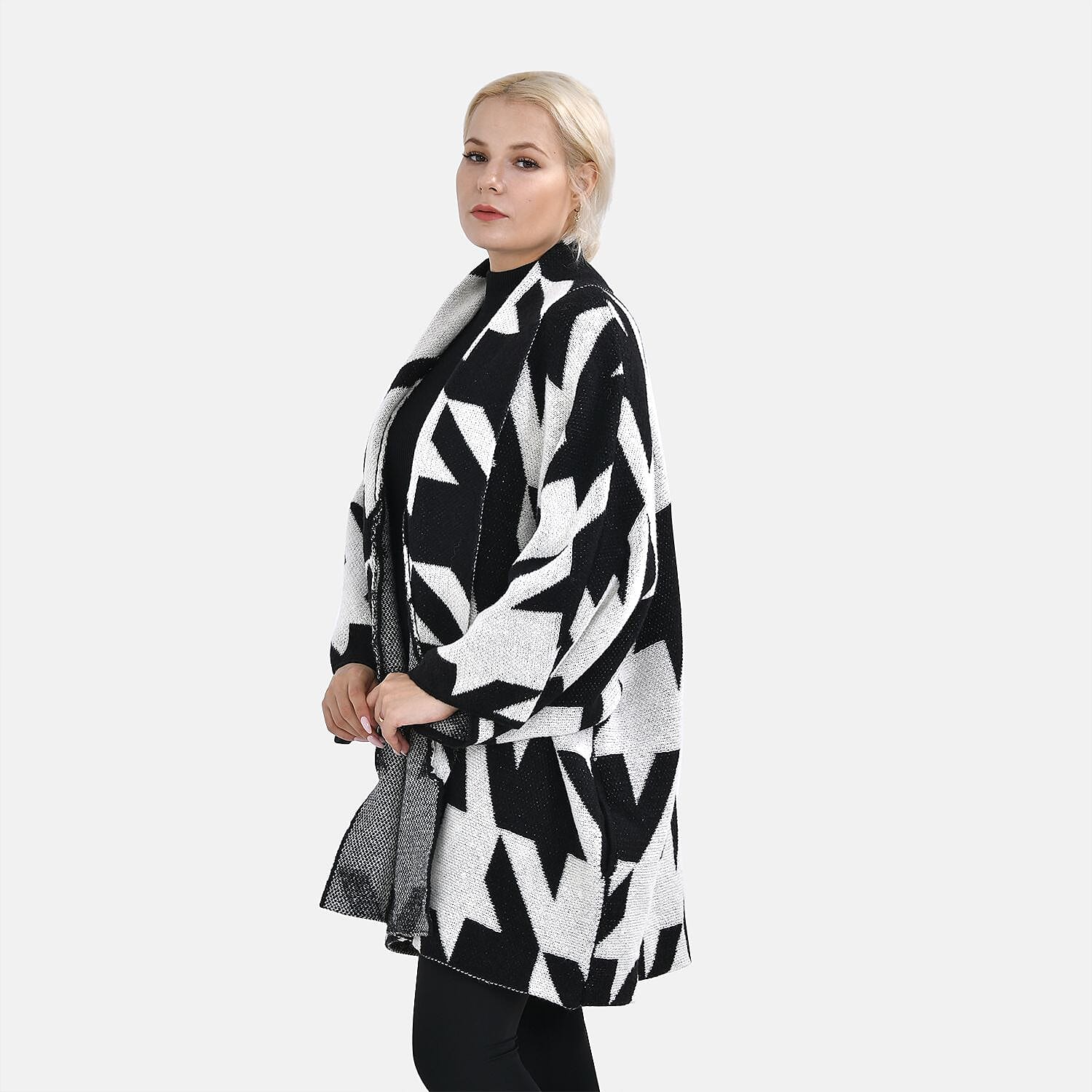 TAMSY Random Graph Grid Coatigan - Black and White