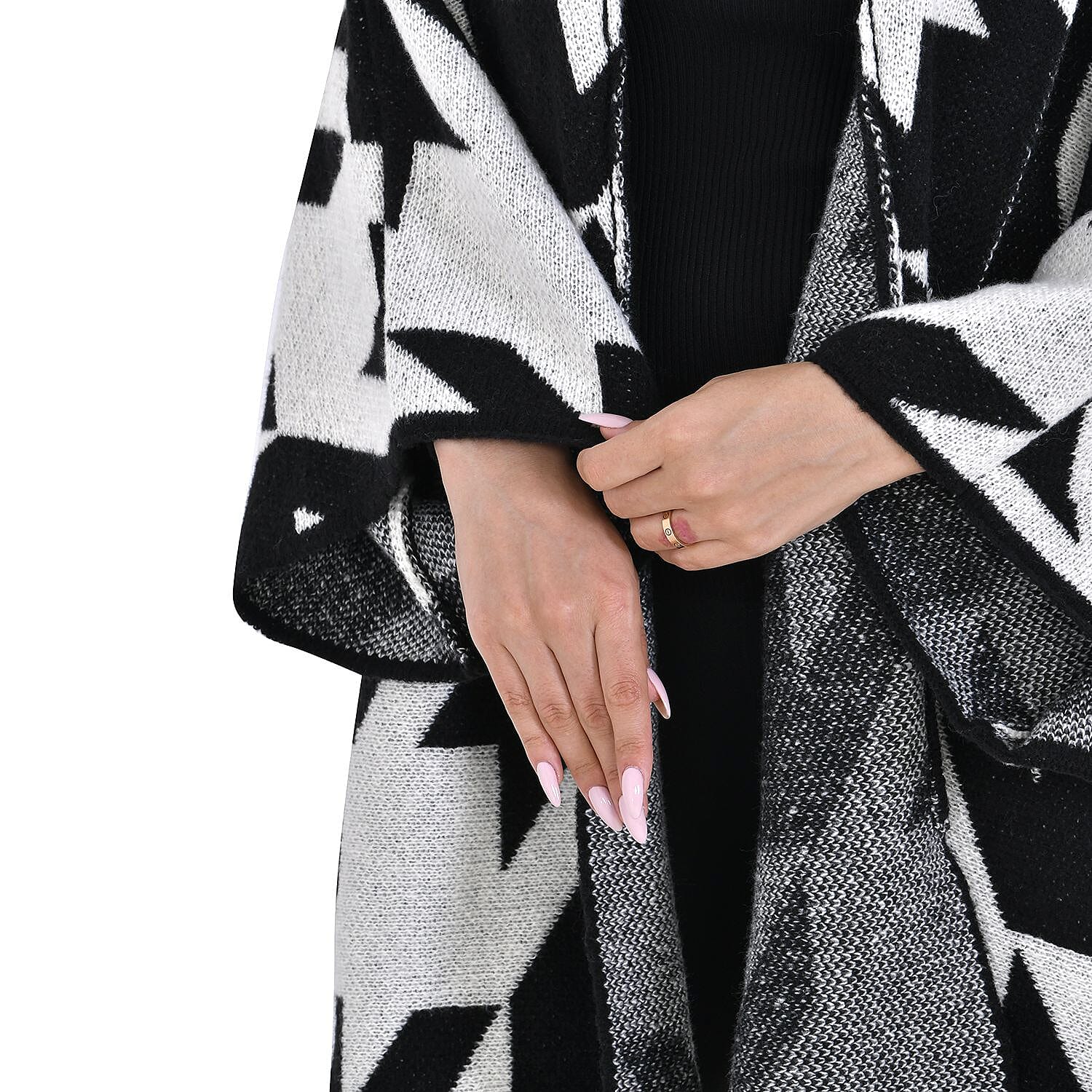 TAMSY Random Graph Grid Coatigan - Black and White