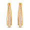 White Austrian Crystal Hoop Earrings in Yellow Gold Tone