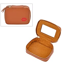 Genuine Leather Lipstick Storage Box with Lip Print