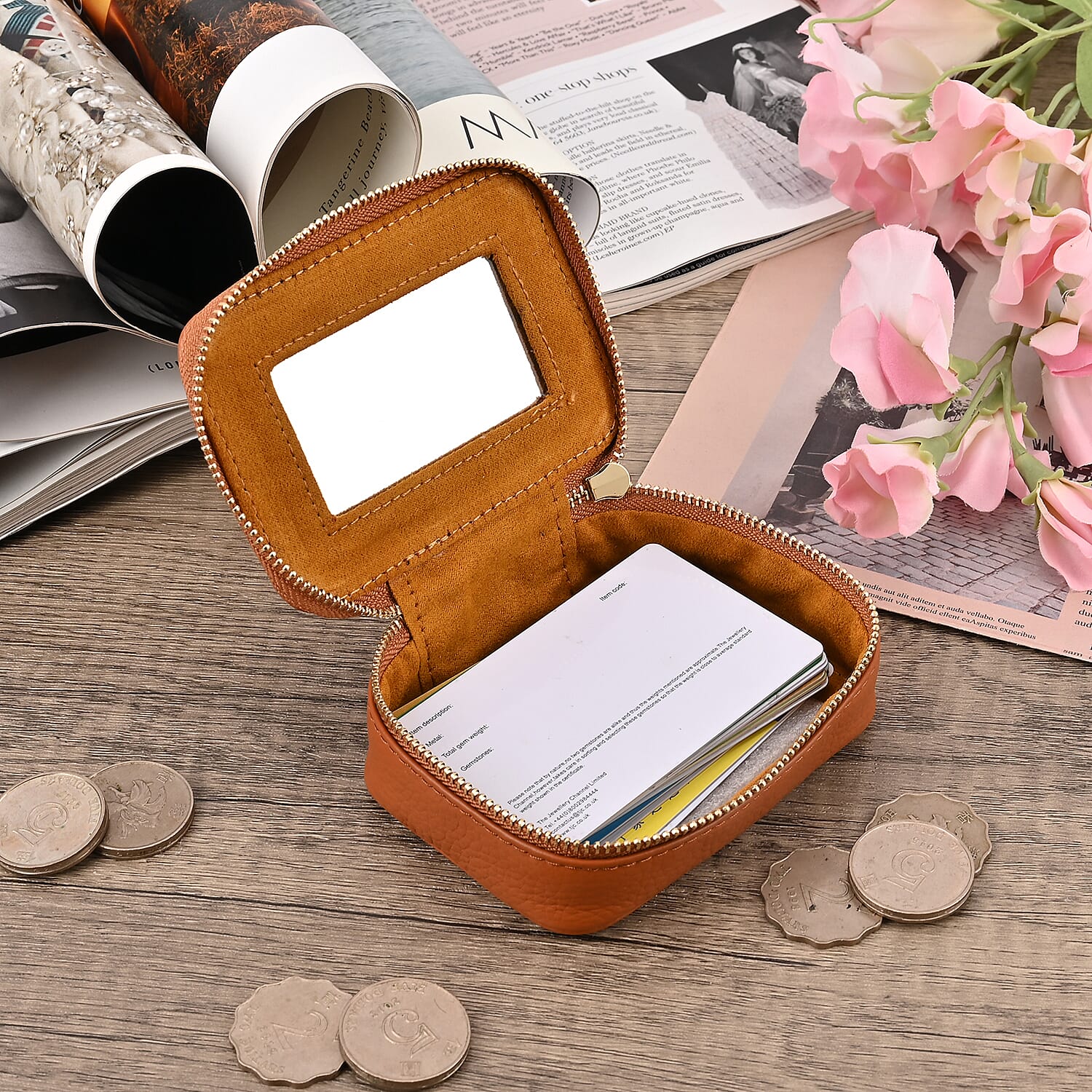 Genuine Leather Lipstick Storage Box with Lip Print