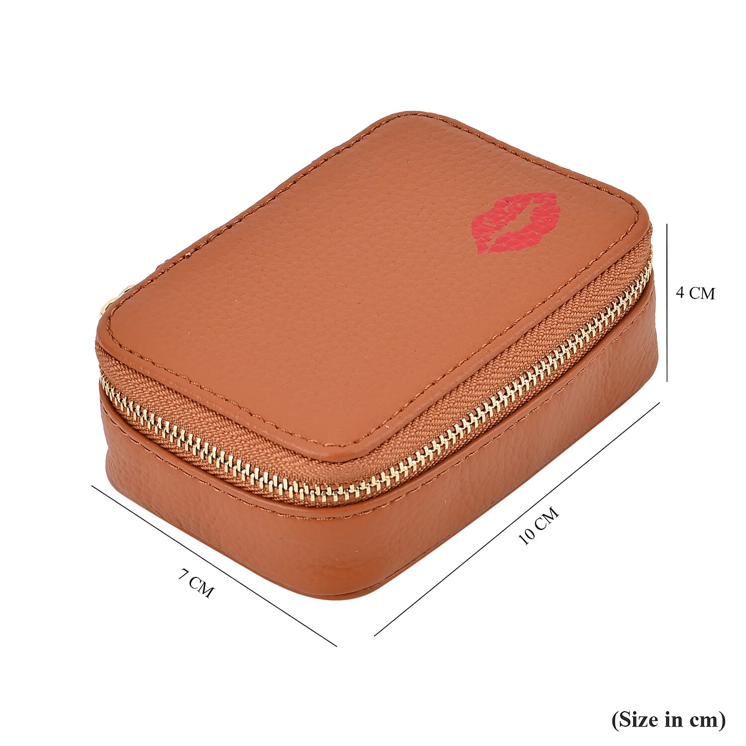 Genuine Leather Lipstick Storage Box with Lip Print
