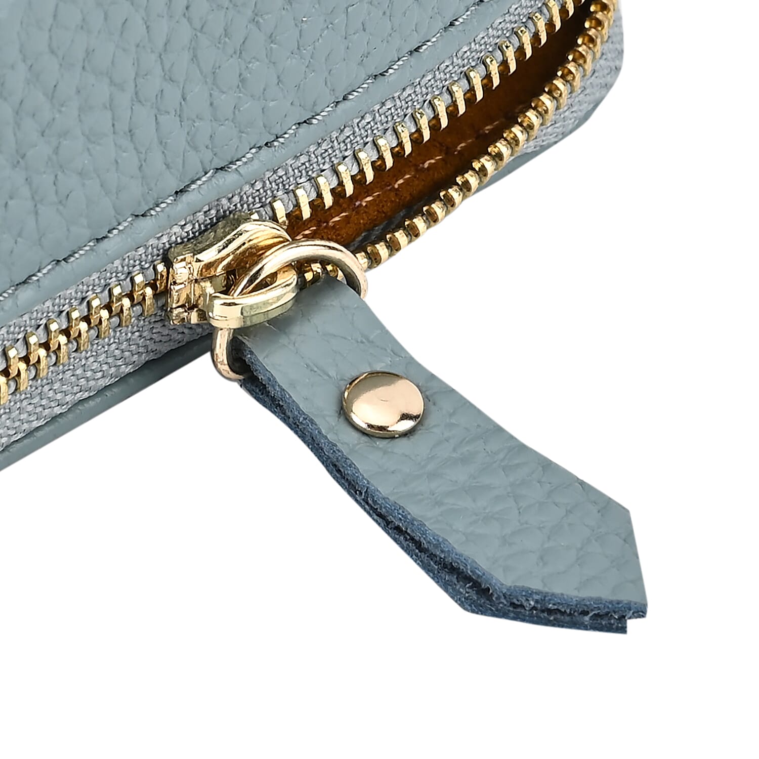 100% Genuine Leather Small Case with Mirror - Blue