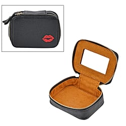 Genuine Leather Lipstick Storage Box with Lip Print