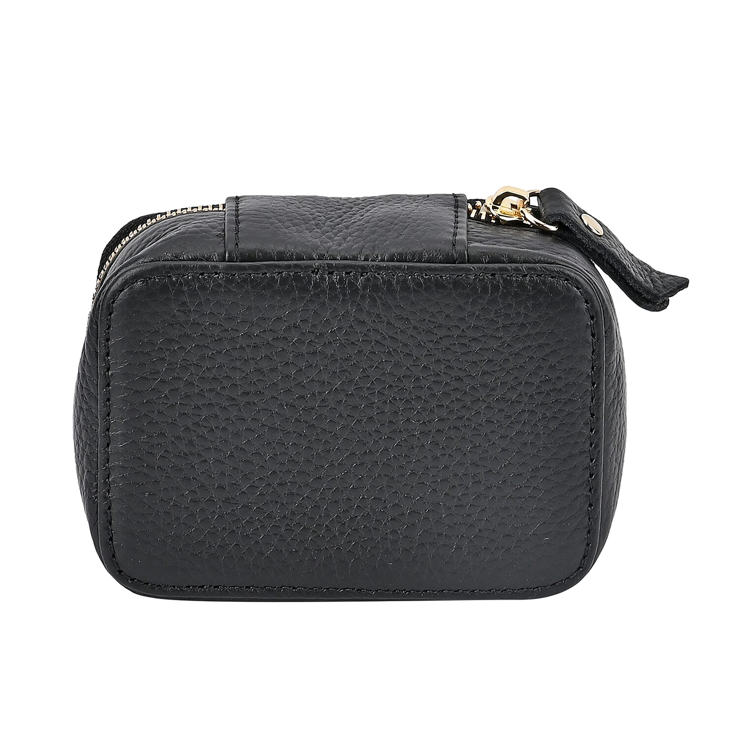 100% Genuine Leather Small Case with Mirror - Black